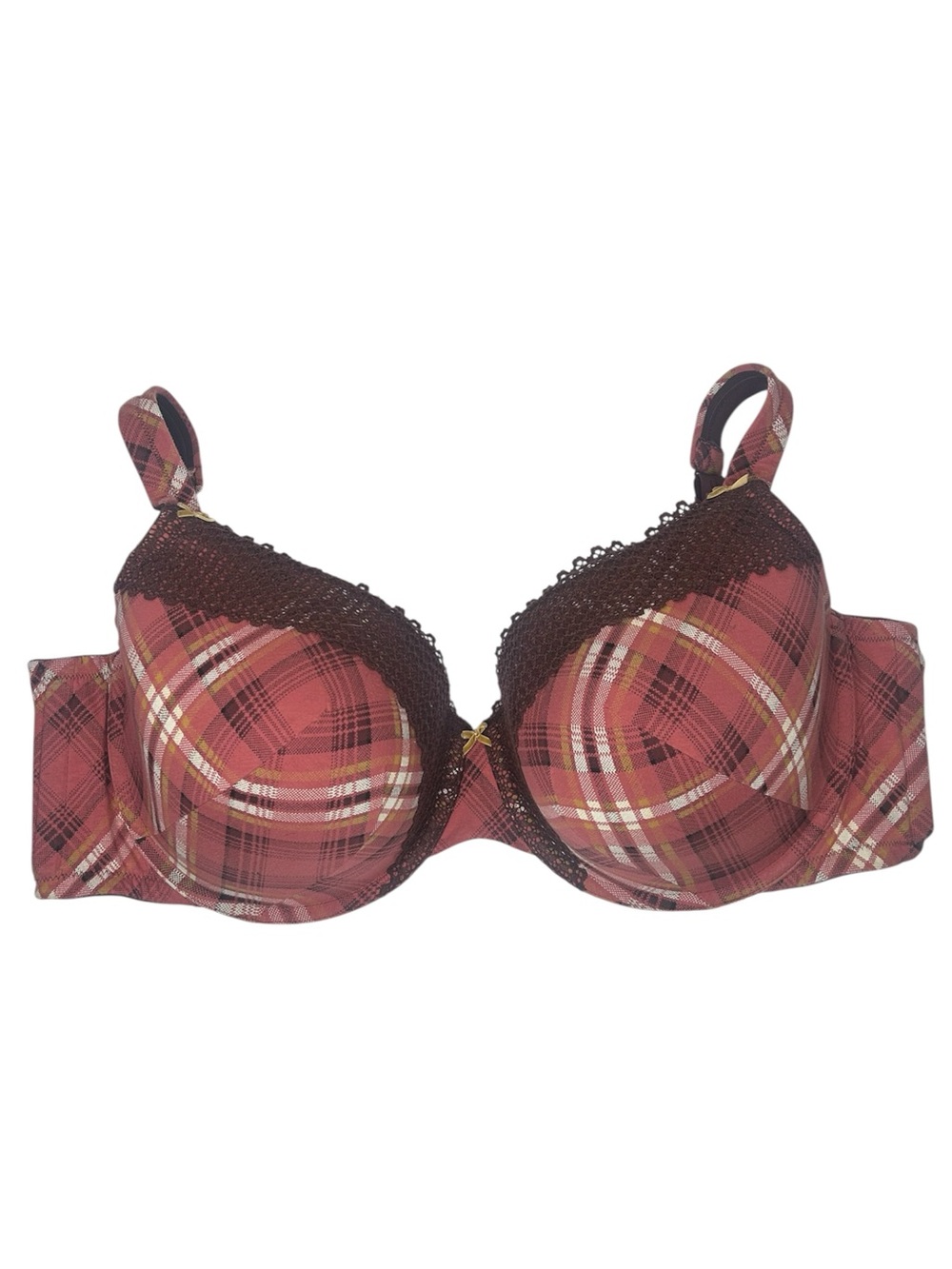 Cacique Red Plaid Lined T-Shirt Bra 40H